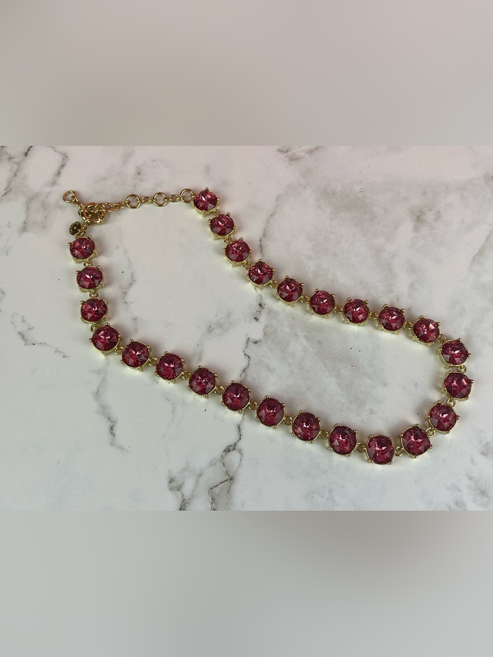 TALBOTS Fuchsia Pink Crystal Riviere Statement Necklace - Picture 4 of 4